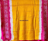Vibrant Pink-Yellow Pure Gajji Silk Bandhani Saree