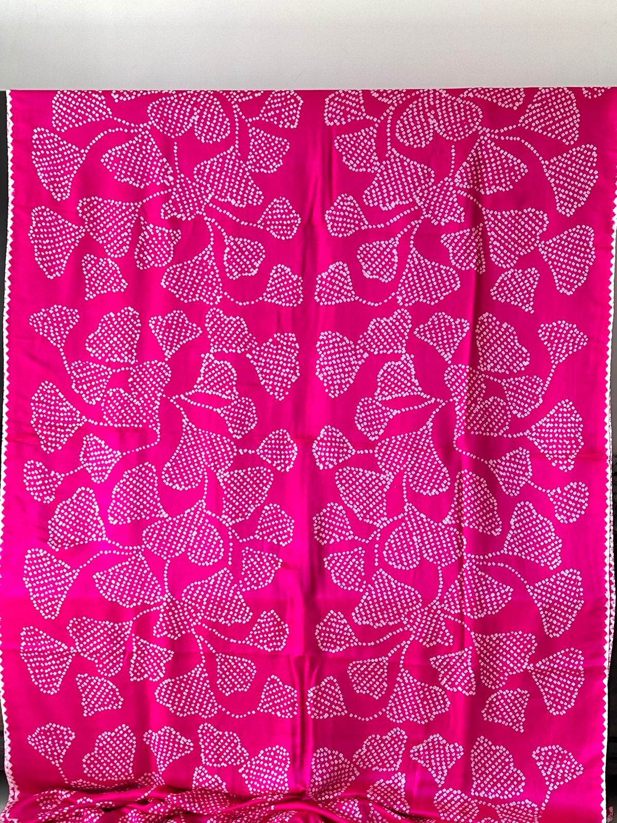 Pink Petals Pure Gajji Silk Bandhani Saree