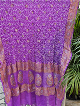 Purple Pure Banarsi Georgette Bandhani Dupatta