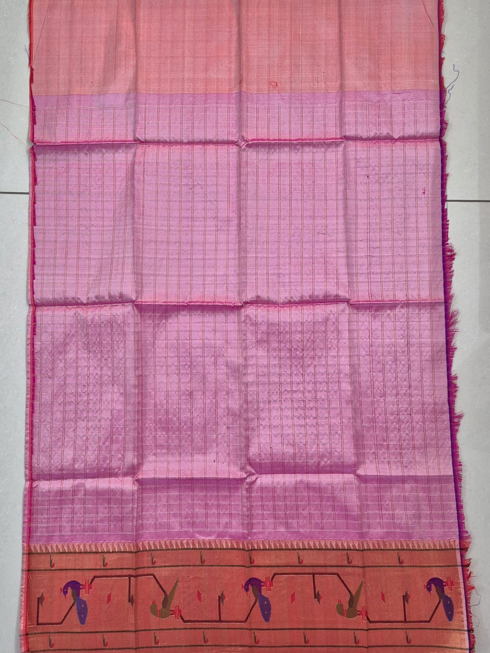 Mor Aabha Gulabi Paithani Handloom Silk Blouse Piece