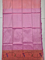 Mor Aabha Gulabi Paithani Handloom Silk Blouse Piece