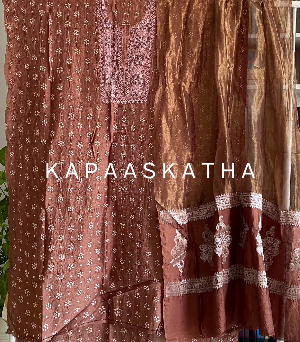 brown-ombre-unstitched-bandhani-fabric-set