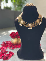 92.5 silver chain style moissanite polki necklace set