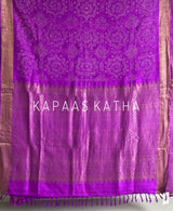 Pure Kanjivaram Silk Bandhani Saree in Purple | Kapaas Katha