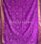 Pure Kanjivaram Silk Bandhani Saree in Purple | Kapaas Katha
