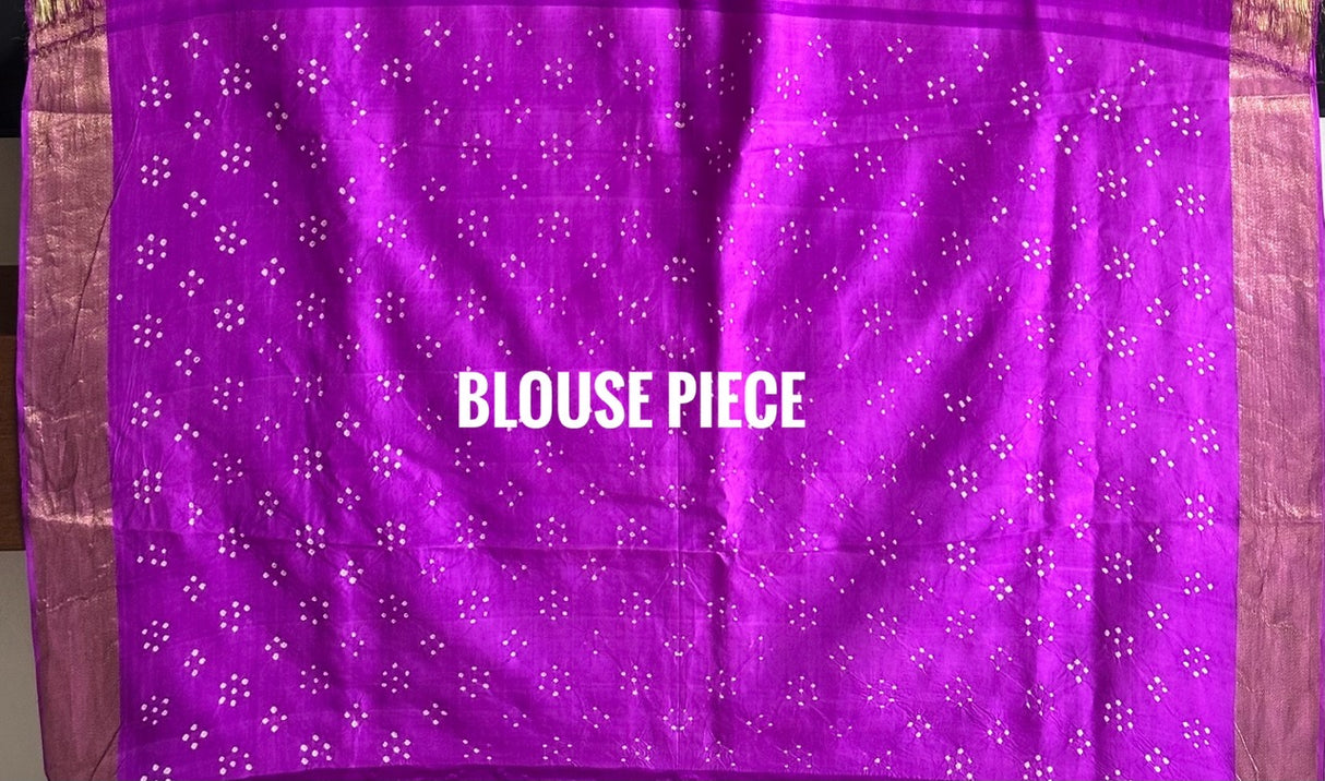 Pure Kanjivaram Silk Bandhani Saree in Purple | Kapaas Katha