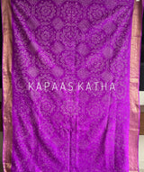 Pure Kanjivaram Silk Bandhani Saree in Purple | Kapaas Katha