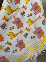 animals-flower-theme-kids-cotton-towel-side-view