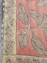 artistic-peach-bloom-kalamkari-chiffon-saree