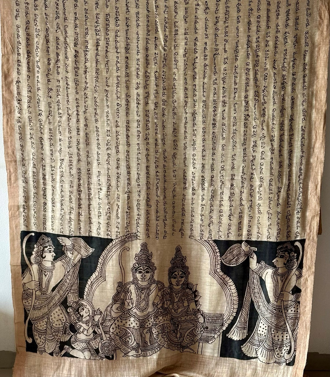 Ayodhya Chronicles - Handloom Matka Silk Ramayan Theme Kalamkari Saree