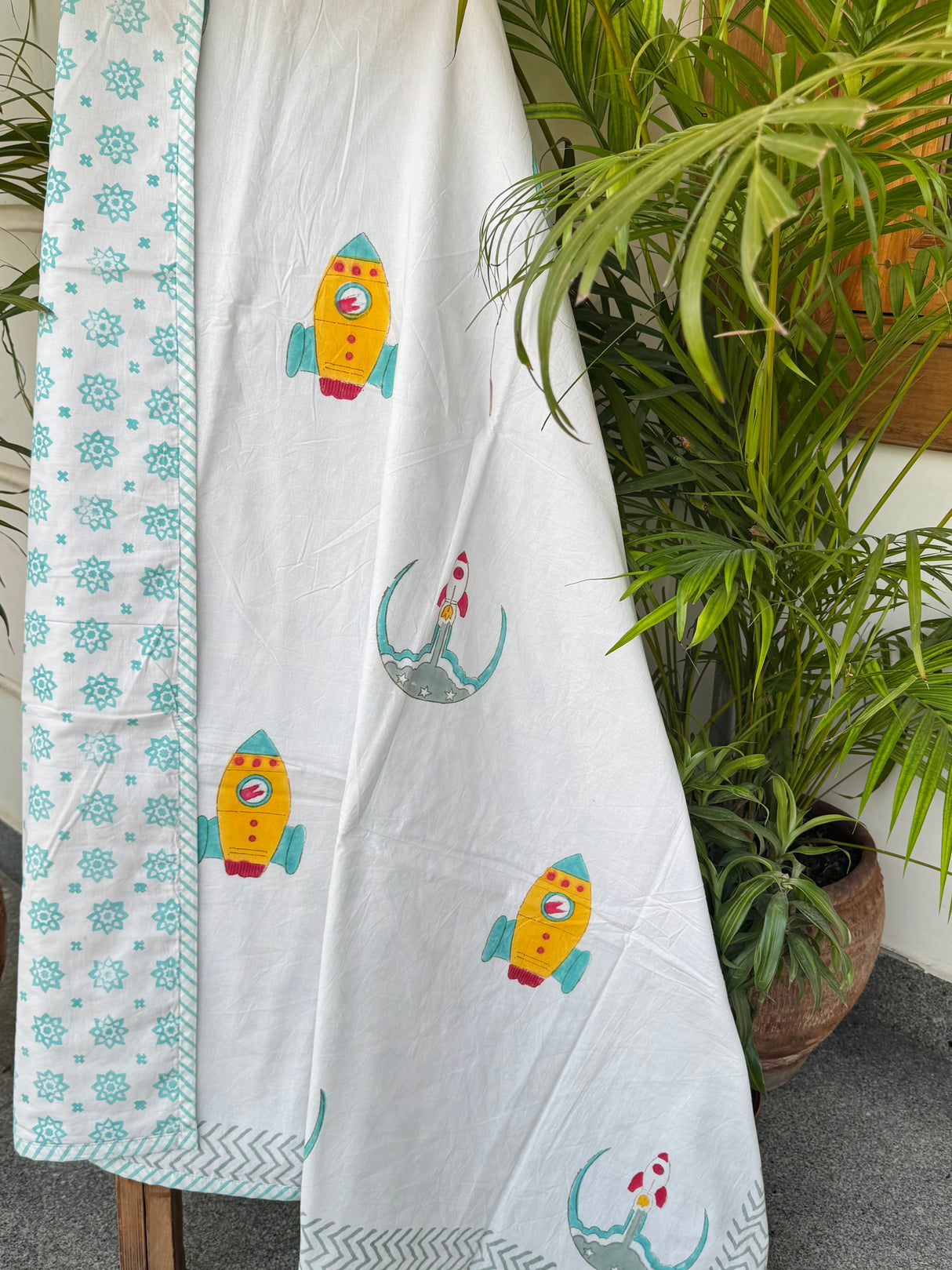 export quality space themed baby blanket for gifting soft breathable cotton jaipur handmade