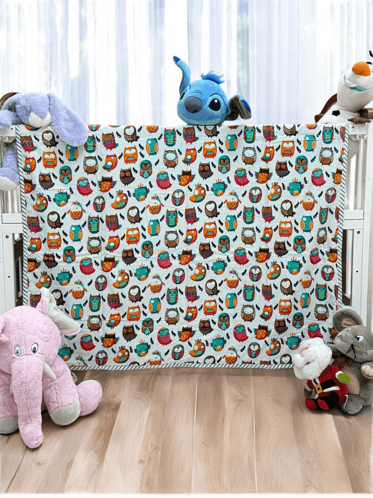 owl baby blanket pure cotton handblock reversible birthday return gift idea