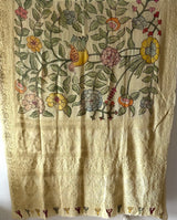Bagh-e-Noor - Pure Banarsi Georgette Kalamkari Dupatta with Lucknow Embroidery