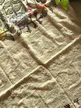 Bagh-e-Noor - Pure Banarsi Georgette Kalamkari Dupatta with Lucknow Embroidery