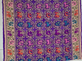 Violet Pure Banarsi Gerogette Meenakari Bandhani Saree