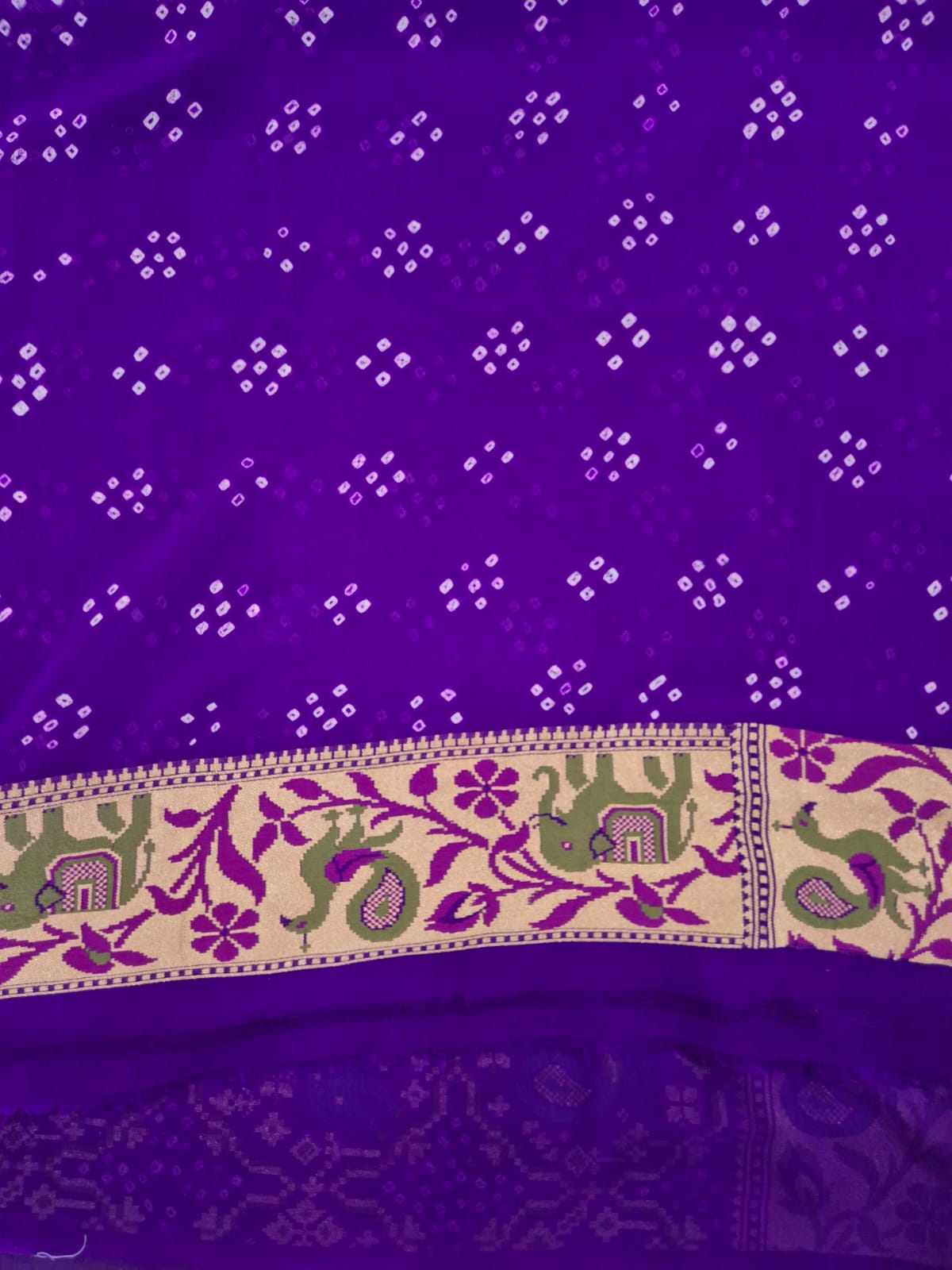 Violet Pure Banarsi Gerogette Meenakari Bandhani Saree