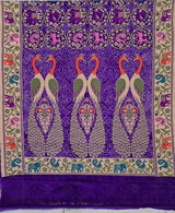 Violet Pure Banarsi Gerogette Meenakari Bandhani Saree