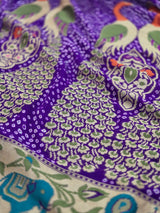 Violet Pure Banarsi Gerogette Meenakari Bandhani Saree