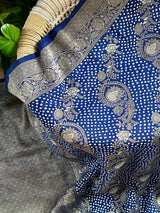 Blue Colour Pure Banarasi Silk Bandhani Saree