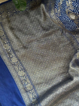 Blue Colour Pure Banarasi Silk Bandhani Saree