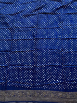 Blue Colour Pure Banarasi Silk Bandhani Saree