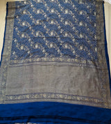 Blue Colour Pure Banarasi Silk Bandhani Saree