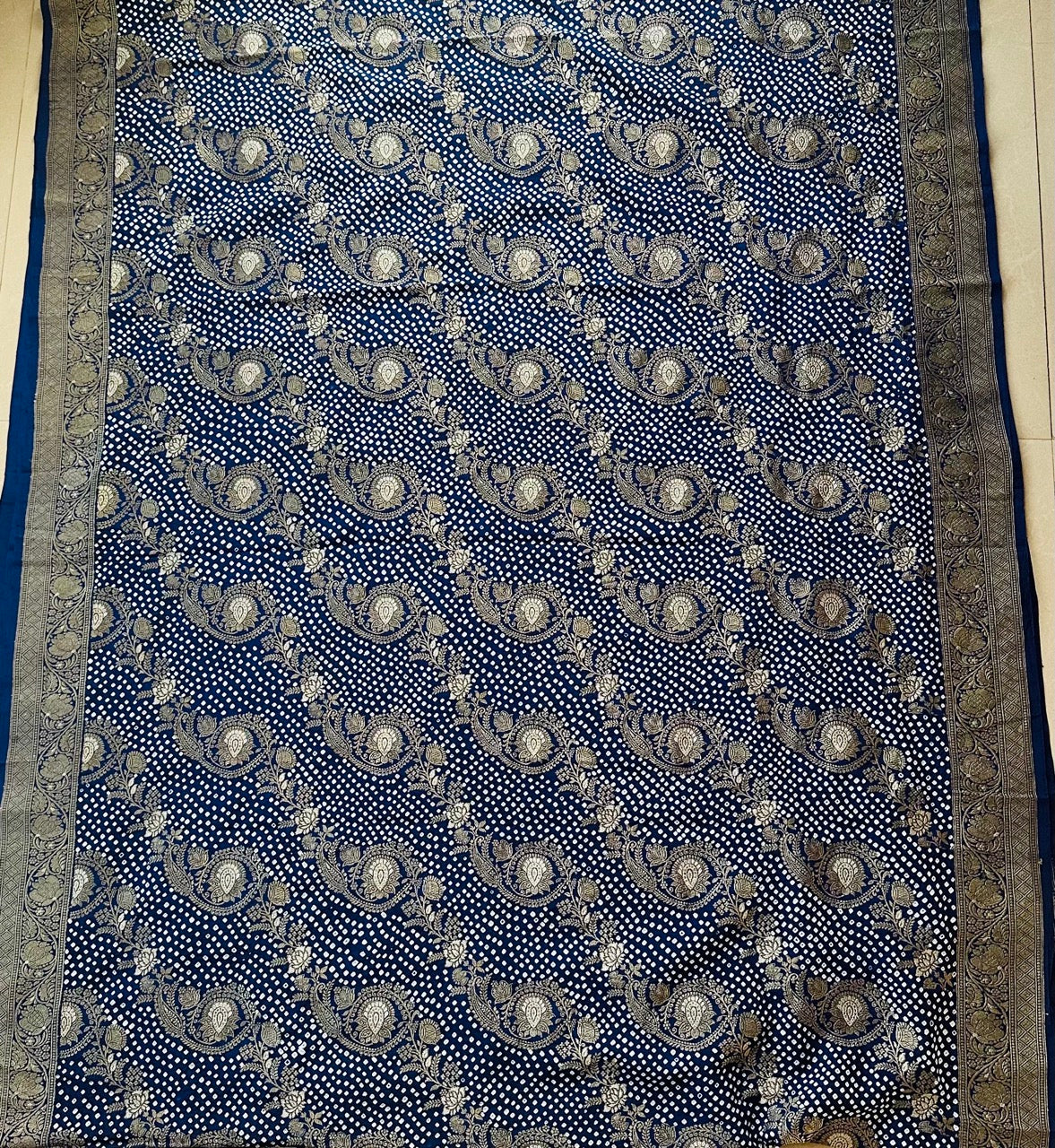 Blue Colour Pure Banarasi Silk Bandhani Saree