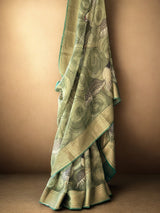 Bird Theme Organza Cotton Silk Kalamkari Saree