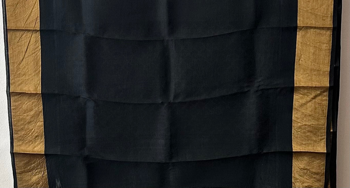 Floral Black Cotton Silk Kalamkari Saree