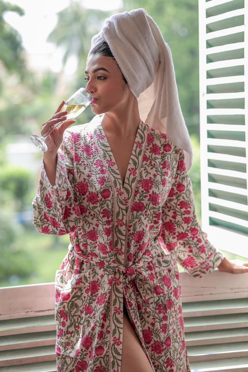 Bloom and Breathe Waffle Cotton Robe