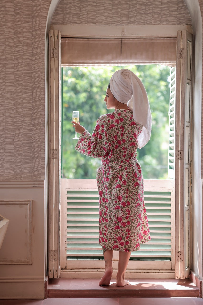 Bloom and Breathe Waffle Cotton Robe