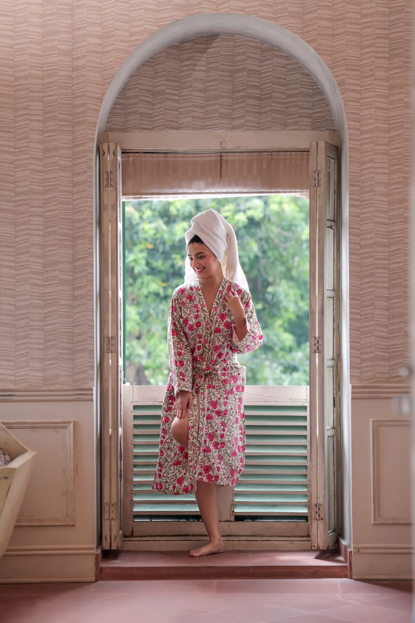 Bloom and Breathe Waffle Cotton Robe