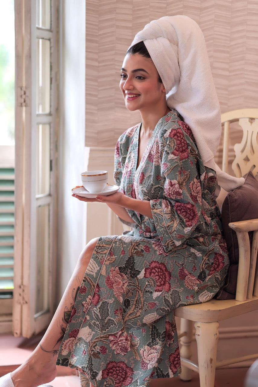 Blossom Breeze Waffle Cotton Robe