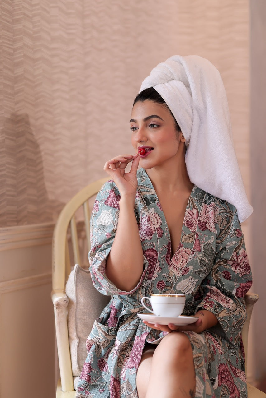 Blossom Breeze Waffle Cotton Robe
