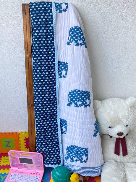 soft-mulmul-baby-quilt-with-blue-elephants-and-pure-cotton-filling-for-retail-and-wholesale-in-australia