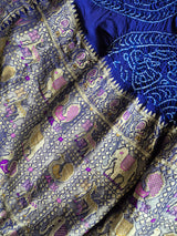 Blue Very Exclusive Pure Banarsi Georgette Patola Style Meenakari Bandhani Dupatta