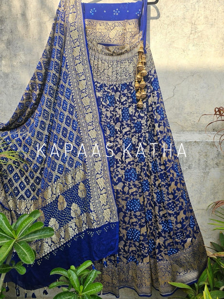 blue-pure-banarsi-georgette-bandhani-lehenga