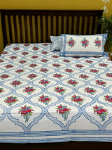 blue-rose-theme-tree-king-cotton-bedsheet-pattern-view