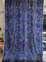 Blue Base Pure Gajji Silk Saree With Multicoloured Bandhani