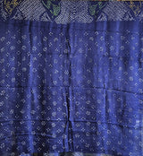 Blue Base Pure Gajji Silk Saree With Multicoloured Bandhani