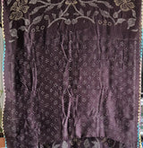 Sophisticated Brown Munga Silk Saree With Multicoloured Bandhani