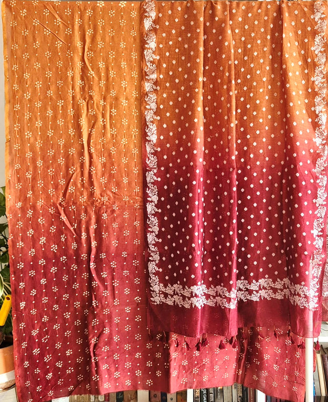 brown-ombre-unstitched-bandhani-fabric-set