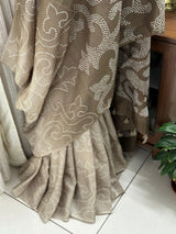 Habotai Silk Bandhani Saree in Shades of Brown Grey