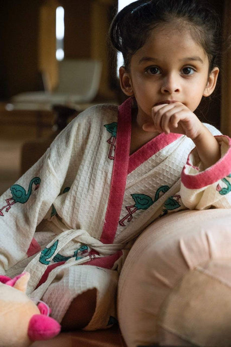 affordable girls bathrobes in waffle cotton flamingo print for birthday gifts Philippines
