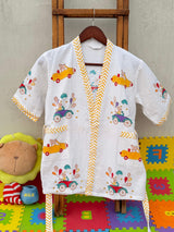 customized car print cotton waffle kids bathrobe available for wholesale orders globally