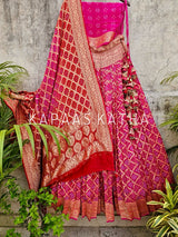 captivating-rani-pink-pure-banarsi-georgette-bandhani-lehenga-with-dupatta