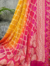 captivating-rani-pink-pure-banarsi-georgette-bandhani-lehenga-with-dupatta