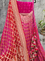 captivating-rani-pink-pure-banarsi-georgette-bandhani-lehenga-with-dupatta