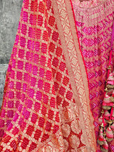captivating-rani-pink-pure-banarsi-georgette-bandhani-lehenga-with-dupatta
