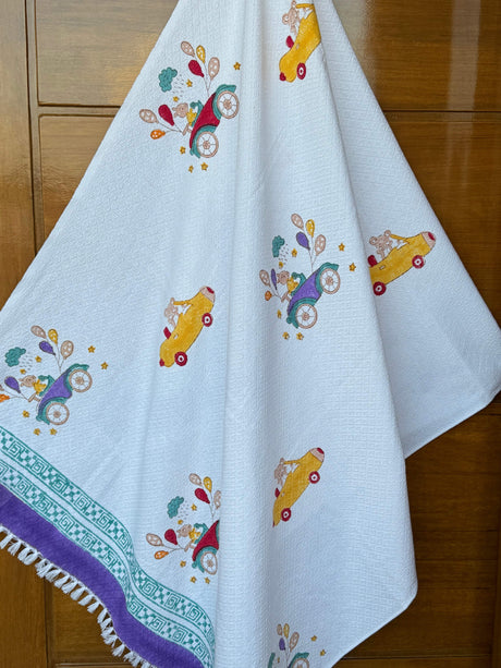 car-theme-kids-soft-cotton-towel-front-view